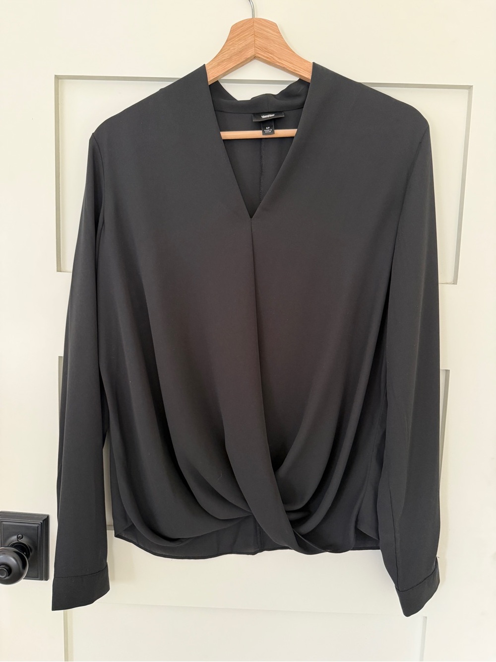 Mossimo Supply Co. Black Draped V-Neck Long-Sleeve Blouse